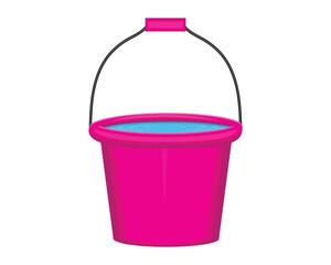 vector design of a pink bucket filled with water with a handle made of wire or iron