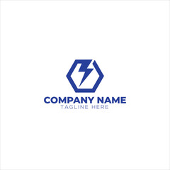 Circle Line with Negative Space Flash Icon Thunder Bolt Electricity Logo.
