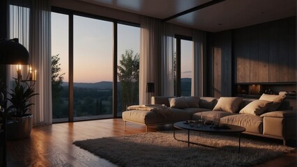 Obraz premium Romantic evening in a minimalist apartment