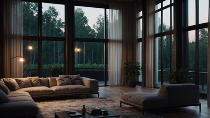 Romantic evening in a minimalist apartment