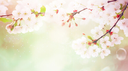Fototapeta premium Beautiful spring background, cherry blossoms, bokeh.