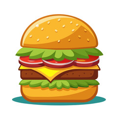 vector hamburger with meat and vegetable in cartoon style