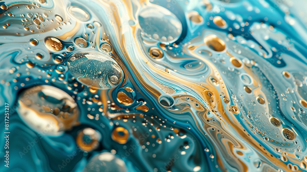 Aufkleber close-up view showcasing intricate abstract patterns formed using ferromagnetic liquid and other che