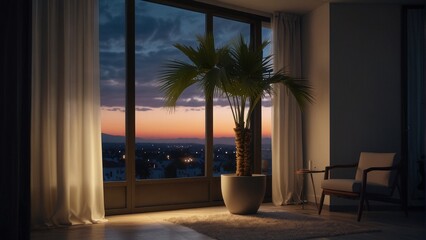 Fototapeta premium Romantic evening in a minimalist apartment