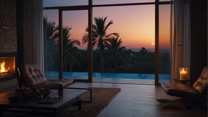 Romantic evening in a minimalist apartment