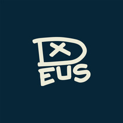 Deus typography lettering hand drawing vector design
