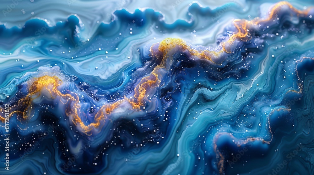 Poster close-up view showcasing intricate abstract patterns formed using ferromagnetic liquid and other che