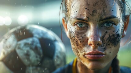 Female soccer player with ball close up - Powered by Adobe