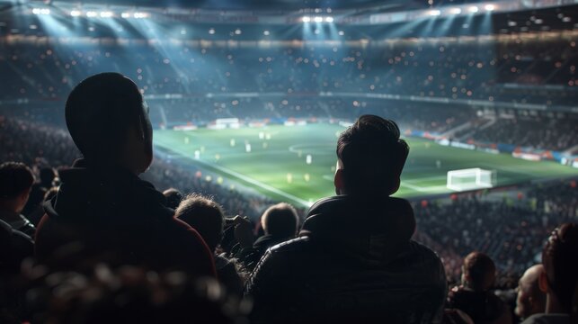 football or soccer fans at a game in a stadium, Generative AI