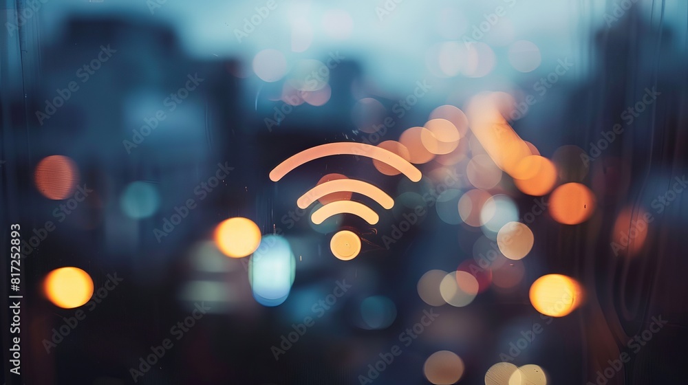 Poster conceptual illustration depicting free wifi network signal as an internet technology concept.