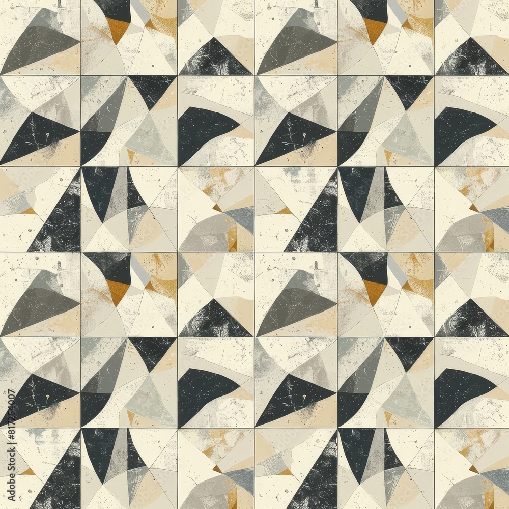 Poster abstract pattern, deconstructing elements into fragmented geometry