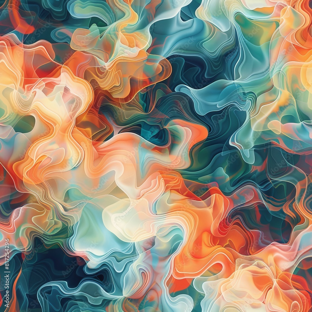 Poster abstract pattern, exploring dreamlike surrealism with floating forms