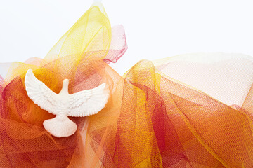 Peace Dove and Colorful Tulle Fabric