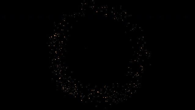 Neon light trail circle on black background. Endless circular pattern.Glitter magic spell effect. Light streaks with shimmer. Modern round frame with empty space for text for advertising, banner