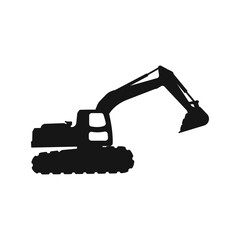 Excavator vector black icon. Logo of construction and agricultural machinery vector. Special equipment vector. Black simple tractor icon on white background. Vector illustration.