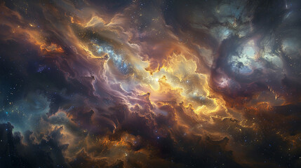 Obraz premium Breathtaking Landscape Photo of a Colorful Space Nebula Capturing the Vibrant Beauty and Wonders of the Cosmos