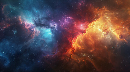 Breathtaking Landscape Photo of a Colorful Space Nebula Capturing the Vibrant Beauty and  Wonders of the Cosmos