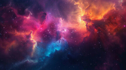 Breathtaking Landscape Photo of a Colorful Space Nebula Capturing the Vibrant Beauty and  Wonders...