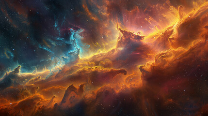 Breathtaking Landscape Photo of a Colorful Space Nebula Capturing the Vibrant Beauty and  Wonders of the Cosmos