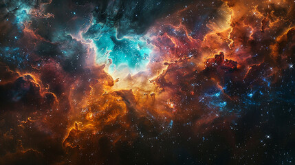 Breathtaking Landscape Photo of a Colorful Space Nebula Capturing the Vibrant Beauty and  Wonders of the Cosmos