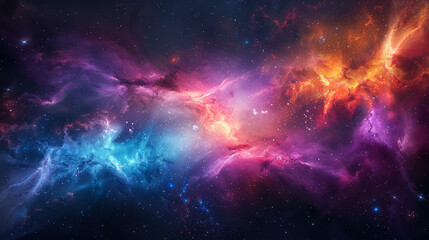Fototapeta premium Breathtaking Landscape Photo of a Colorful Space Nebula Capturing the Vibrant Beauty and Wonders of the Cosmos