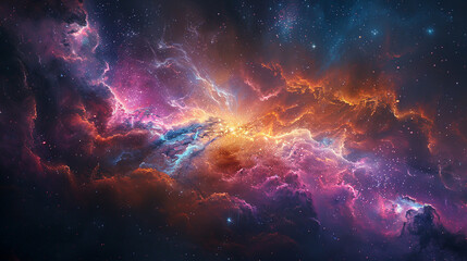 Breathtaking Landscape Photo of a Colorful Space Nebula Capturing the Vibrant Beauty and  Wonders of the Cosmos