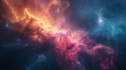 Fototapeta premium Breathtaking Landscape Photo of a Colorful Space Nebula Capturing the Vibrant Beauty and Wonders of the Cosmos