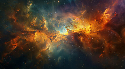 Fototapeta premium Breathtaking Landscape Photo of a Colorful Space Nebula Capturing the Vibrant Beauty and Wonders of the Cosmos