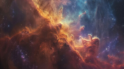 Breathtaking Landscape Photo of a Colorful Space Nebula Capturing the Vibrant Beauty and  Wonders of the Cosmos