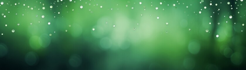 A green bokeh background with raindrops perfect as a copy space