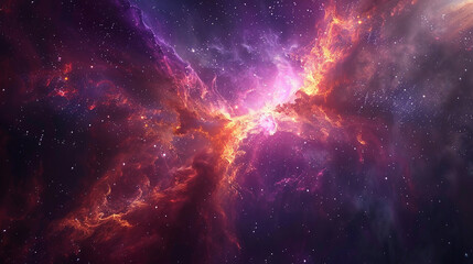 Fototapeta premium Breathtaking Landscape Photo of a Colorful Space Nebula Capturing the Vibrant Beauty and Wonders of the Cosmos