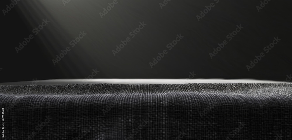 Poster black background with a gray table in the foreground, illuminated by soft light from above texture o