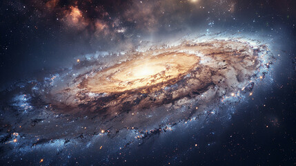 Fototapeta premium Stunning Landscape Photo of a Majestic Galaxy Capturing the Awe-Inspiring Beauty and Vast Wonders of the Cosmos in Vivid Detail