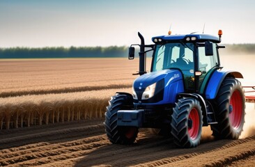 Fototapeta premium Close-up. A tractor is digging up a field. Agriculture concept