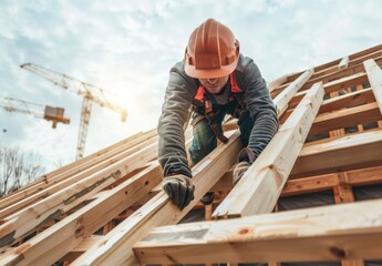 Fototapeta premium construction of a frame house in America