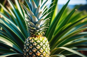 Fototapeta premium Close-up. Pineapple growth. Pineapple growing in the field