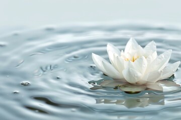 Water Flower. Zen Lotus Flower Floating in Serene Water for Relaxation and Spa Concept