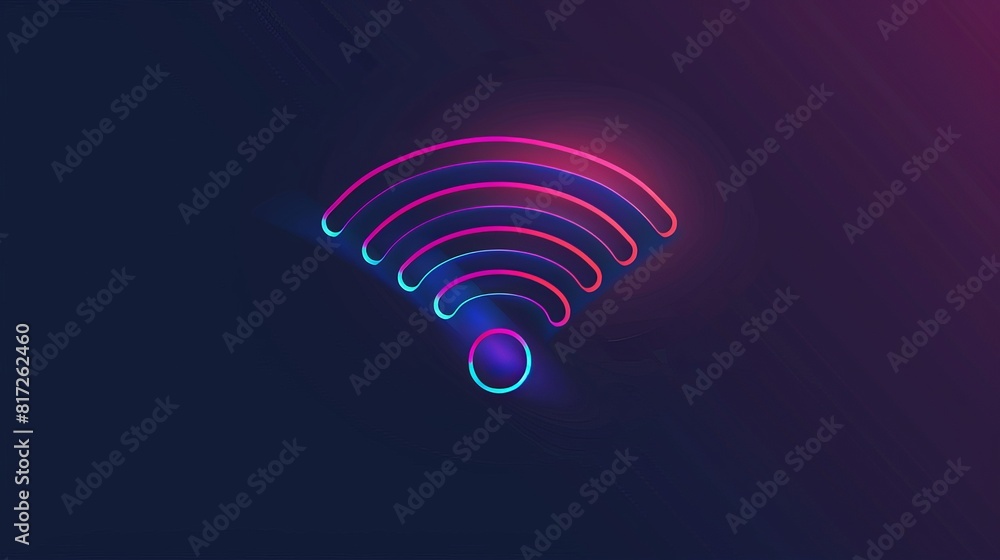 Poster illustration portraying the concept of wi-fi wireless connection and remote internet access, emphasi
