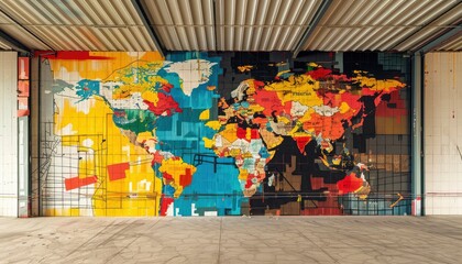 Naklejka premium Image of the world map as seen from the top
