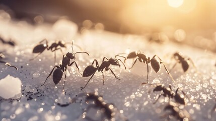 Fototapeta premium ants eating sugar