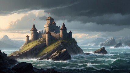 Wallpaper game art  castle on the coast