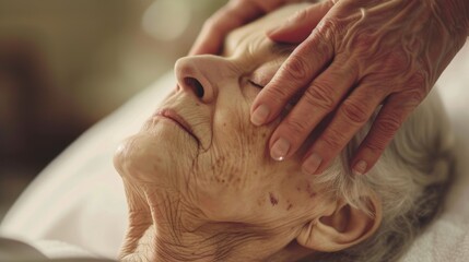 Senior women can relax, self-care, and recuperate with face massages in spas. Health, wellbeing, and elderly woman getting head therapy at natural salon on retirement retreat.