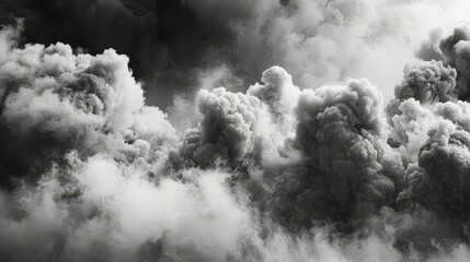  A black-and-white image of smoke rising from a cloud of black-and-white smoke at the top