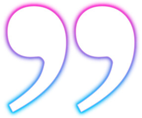 Neon glowing transparent commas or quote symbols
