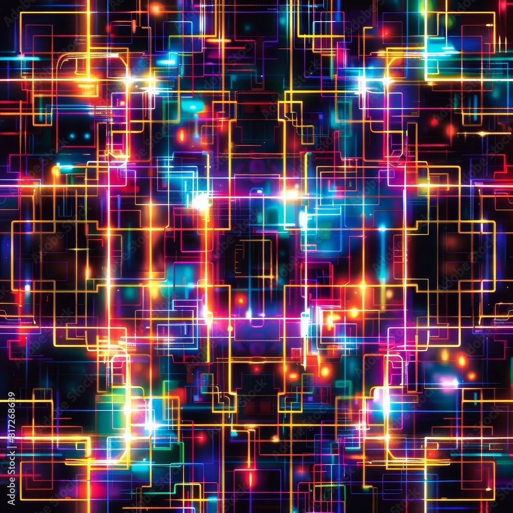 Poster abstract pattern, offering a glimpse into a futuristic world with neon grids