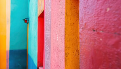 Colorful wall, as seen from an angle