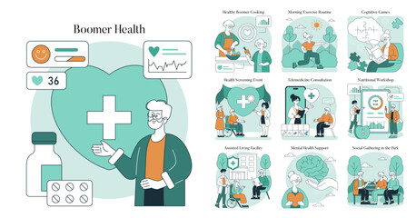 Boomer Health. Flat Vector Illustration
