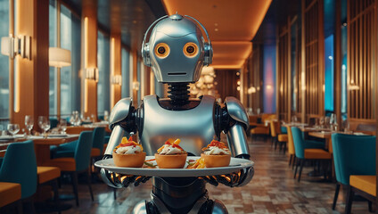 robot waiter in a restaurant professional