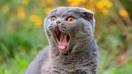  A gray cat with an open mouth - Powered by Adobe