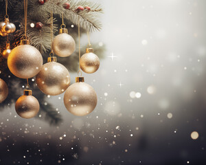 Christmas card template. Happy New year backdrop. Beautiful gift box.